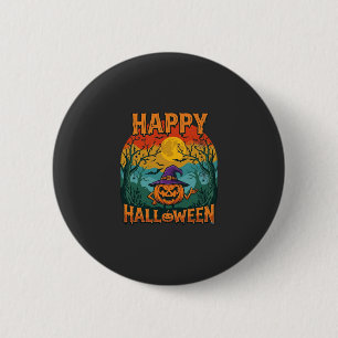 Badge Rond 5 Cm Joyeux Halloween Citrouille Chapeau de Sorcière Pl
