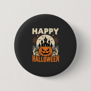 Badge Rond 5 Cm Joyeux Halloween Citrouille de Jack Château Hanté