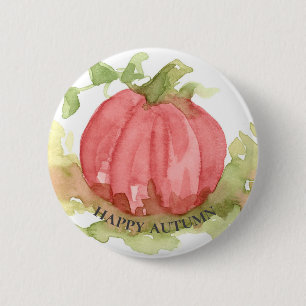 Badge Rond 5 Cm Joyeux Halloween Citrouille rose d'automne