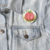 Badge Rond 5 Cm Joyeux Halloween Citrouille rose d'automne (En situation)