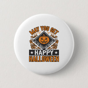 Badge Rond 5 Cm Joyeux Halloween Citrouille Traitements Vintage