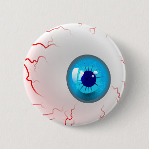 Badge Rond 5 Cm Joyeux Halloween ! Éffrayant Blue Eyeball