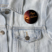 Badge Rond 5 Cm Joyeux Halloween Jack O'Lantern noir et orange (En situation)