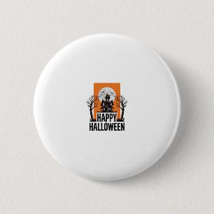 Badge Rond 5 Cm Joyeux Halloween Maison Hantée Graphique Vintage_1