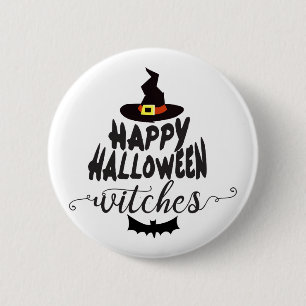 Badge Rond 5 Cm Joyeux Halloween Sorcières Typographie Halloween