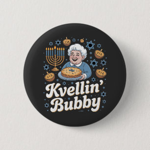 Badge Rond 5 Cm Joyeux Hanoukka Funny Juif Vacances Kvellin Bubby