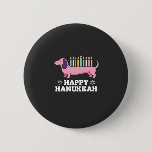 Badge Rond 5 Cm Joyeux Hanukkah chien teckel