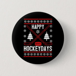 Badge Rond 5 Cm Joyeux Hockeydays Fun Christmas Ice Hockey Joueur