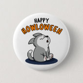 Badge Rond 5 Cm Joyeux Howloween Funny Chien Chien Pun (Devant)
