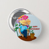 Badge Rond 5 Cm Joyeux jardin de retraite avec fleurs (Devant & derrière)