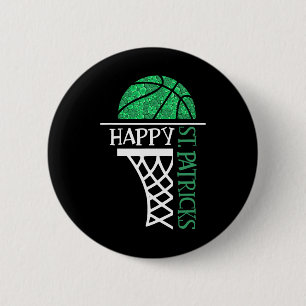 Badge Rond 5 Cm Joyeux joueur de basket-ball Shamrock Jour de la S
