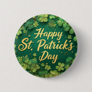 Badge Rond 5 Cm Joyeux jour de la Saint-Patrick dessin de trèfle