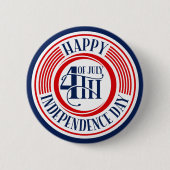 Badge Rond 5 Cm Joyeux Jour de l'Indépendance 4 juillet (Devant)