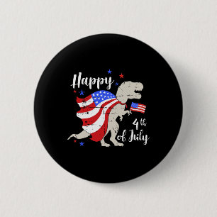 Badge Rond 5 Cm Joyeux Jour de l'Indépendance 4 juillet avec T-rex