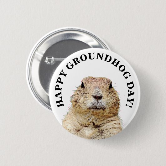 Badge Rond 5 Cm Joyeux Jour de marmotte Bouton Jour férié (Devant & derrière)