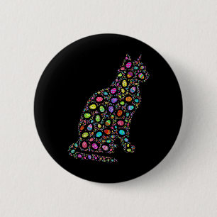 Badge Rond 5 Cm Joyeux jour de Pâques Chat Œufs Drôle pour Hommes 
