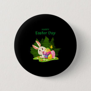 Badge Rond 5 Cm Joyeux jour de Pâques et voeux de lapin T Shirt dr