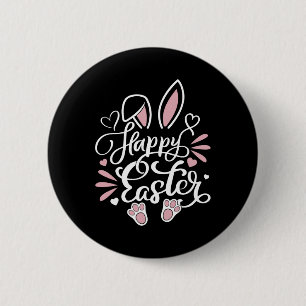 Badge Rond 5 Cm Joyeux Jour de Pâques OEufs de lapin Famille Graph