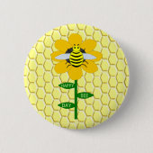 Badge Rond 5 Cm Joyeux Jour des abeilles Anniversaire Bumblebee (Devant)