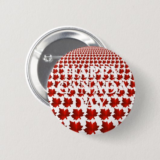 BADGE ROND 5 CM JOYEUX JOUR DU CANADA MAPLE LEAFS (Devant & derrière)