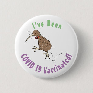 Badge Rond 5 Cm Joyeux kiwi de saut avec dessin de cravate arc