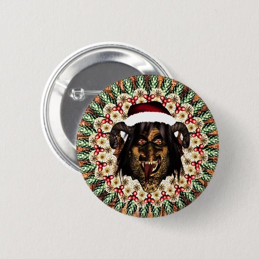 Badge Rond 5 Cm Joyeux Krampus (Devant & derrière)