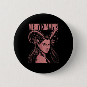 Badge Rond 5 Cm Joyeux Krampus Ironique Lilith Noël Féminin Sombre