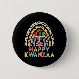 Badge Rond 5 Cm Joyeux Kwanzaa Arc-en-ciel afro-américain frais de