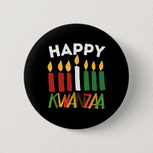 Badge Rond 5 Cm Joyeux Kwanzaa Kinara Sept Bougies Principes De K