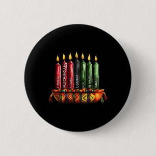 Badge Rond 5 Cm Joyeux Kwanzaa Kinara Sept Bougies Principes De K