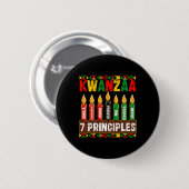 Badge Rond 5 Cm Joyeux Kwanzaa Kinara Sept Principes Bougies Pan (Devant & derrière)