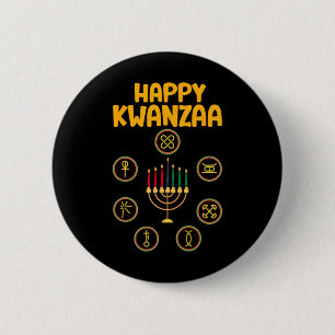 Badge Rond 5 Cm Joyeux Kwanzaa Sept Principes De Kwanzaa Kinara M