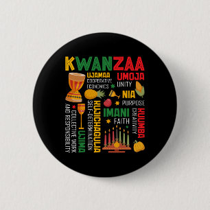 Badge Rond 5 Cm Joyeux Kwanzaa Sept Principes Des Femmes De Kwanza