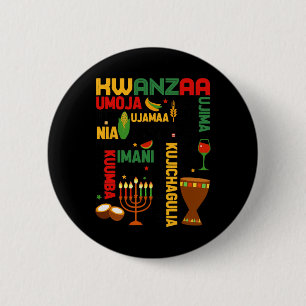 Badge Rond 5 Cm Joyeux Kwanzaa Sept Principes Hommes Garçons Drôle
