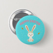 Joyeux lapin blanc de Pâques sur bleu