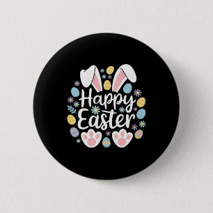 Badge Rond 5 Cm Joyeux lapin de Pâques Easter Esquad chasse OEufs