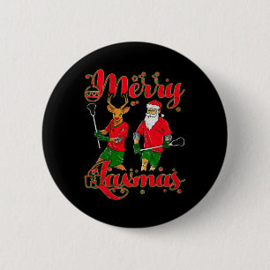 Badge Rond 5 Cm Joyeux Laxmas Lacrosse de Noël Reindeer Sa