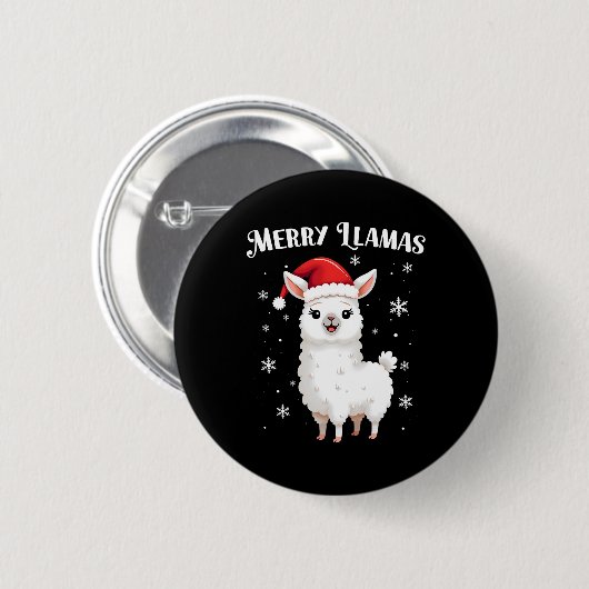 Badge Rond 5 Cm Joyeux Llamas Drôle Noël Llama Vacances Animales (Devant & derrière)