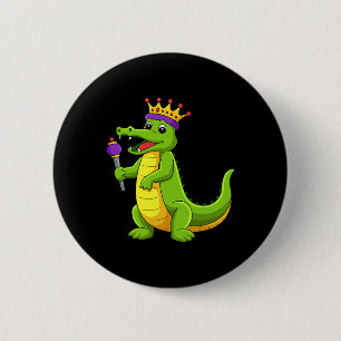 Badge Rond 5 Cm Joyeux Mardi Gras King Crocodile Funny Mardi Gras
