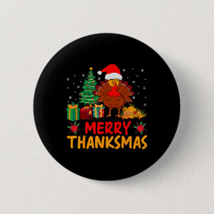 Badge Rond 5 Cm Joyeux Merci Noël Christmas Thanksgiving Dinde Pèr