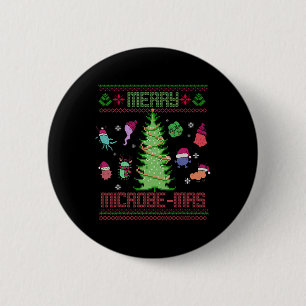 Badge Rond 5 Cm Joyeux Microbe-mas Microbiologie Scientifiques Noë