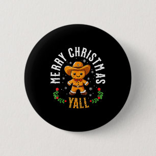 Badge Rond 5 Cm Joyeux Noël à tous Cowboy en pain d'épice Howdy Ou