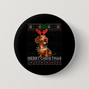 Badge Rond 5 Cm Joyeux Noël Amoureux des chiens Noël laid Noël