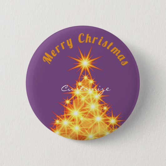Badge Rond 5 Cm Joyeux Noël Arbre d'or Thunder_Cove (Devant)