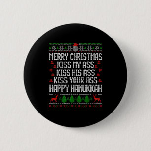 Badge Rond 5 Cm Joyeux Noël Bisou Mon Joyeux Hanukkah Humour