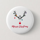 Badge Rond 5 Cm Joyeux Noël blanc renne moderne (Devant)