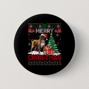 Badge Rond 5 Cm Joyeux Noël Boxer Amoureux de les chiens Famille V