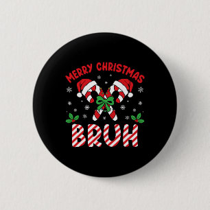Badge Rond 5 Cm Joyeux Noël Bruh Sucre de canne Amour Noël Lumière