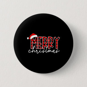 Badge Rond 5 Cm Joyeux Noël Buffalo Plaid Rouge Santa Famille Xma