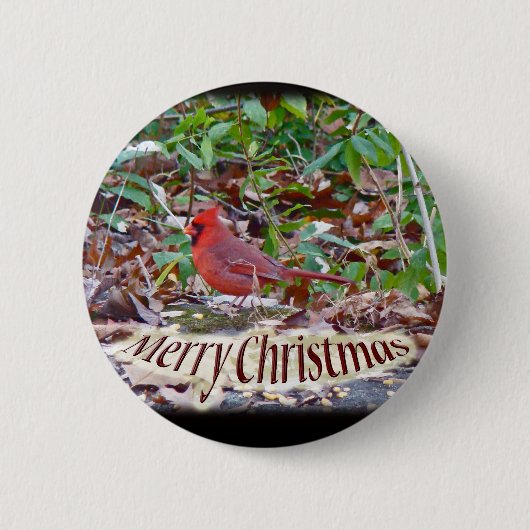 Badge Rond 5 Cm Joyeux Noël cardinal (Devant)